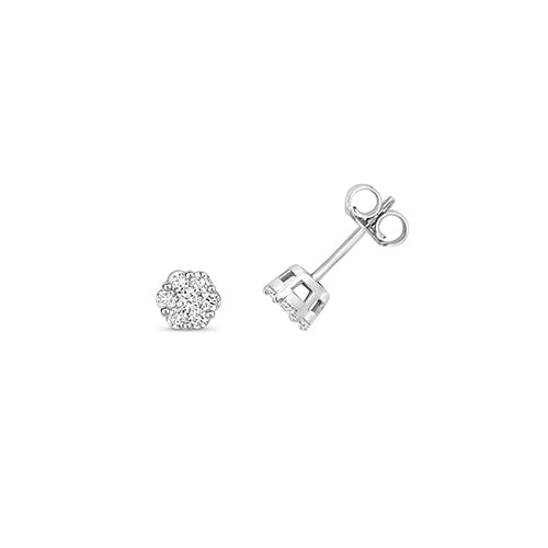 Clustdlysau Diemwnt Aur Gwyn 9ct 0.35CT