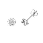 Clustdlysau Diemwnt Aur Gwyn 9ct 0.1CT