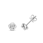 Clustdlysau Diemwnt Aur Gwyn 9ct 0.1CT