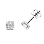 Clustdlysau Diemwnt Aur Gwyn 9ct 0.12CT