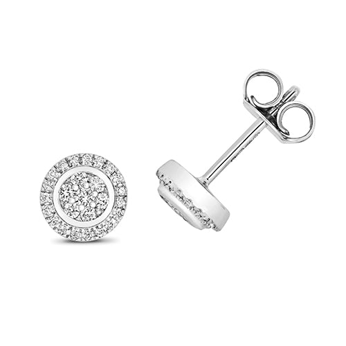 9ct White Gold Diamond Earrings 0.26CT