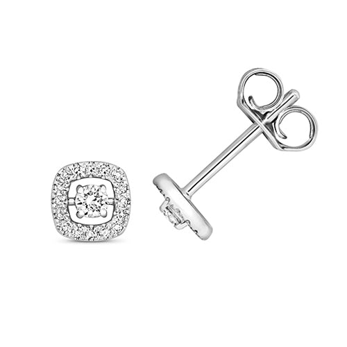 9ct White Gold Diamond Earrings 0.13CT