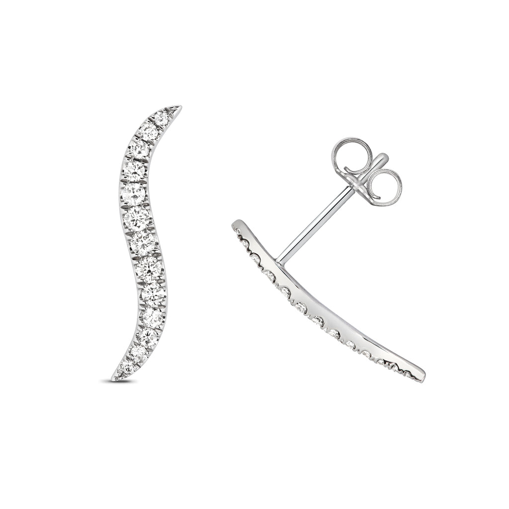 Clustdlysau Diemwnt Aur Gwyn 9ct 0.25CT