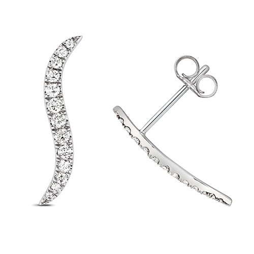 Clustdlysau Diemwnt Aur Gwyn 9ct 0.25CT