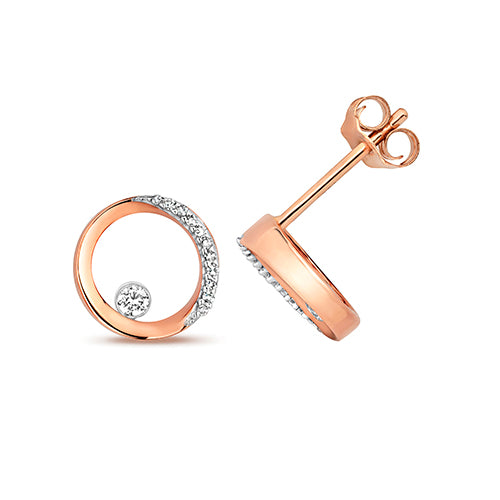 9ct Rose Gold Diamond Earrings 0.08CT