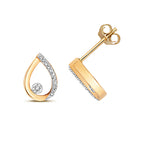 Clustdlysau Diemwnt Aur Melyn 9ct 0.09CT