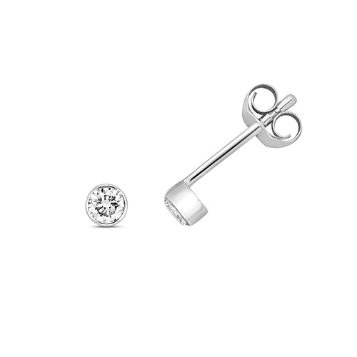 9ct White Gold Diamond Earrings 0.16CT