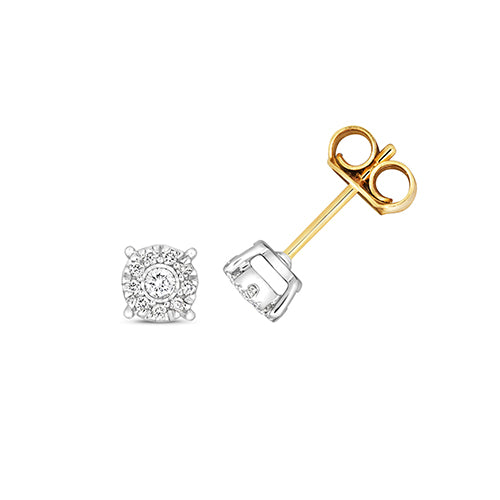 9ct Yellow Gold Diamond Earrings 0.12CT