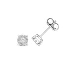 Clustdlysau Diemwnt Aur Gwyn 9ct 0.12CT