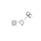 Clustdlysau Diemwnt Aur Gwyn 9ct 0.12CT