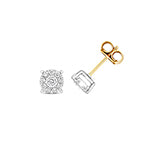 Clustdlysau Diemwnt Aur Melyn 9ct 0.2CT
