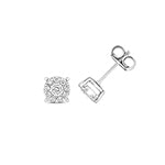 Clustdlysau Diemwnt Aur Gwyn 9ct 0.2CT