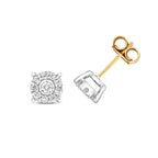 Clustdlysau Diemwnt Aur Melyn 9ct 0.3CT