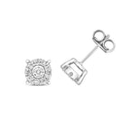 Clustdlysau Diemwnt Aur Gwyn 9ct 0.3CT