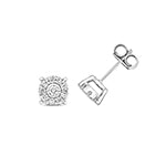 Clustdlysau Diemwnt Aur Gwyn 9ct 0.3CT