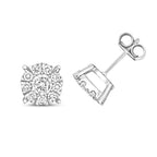 Clustdlysau Diemwnt Aur Gwyn 9ct 0.65CT