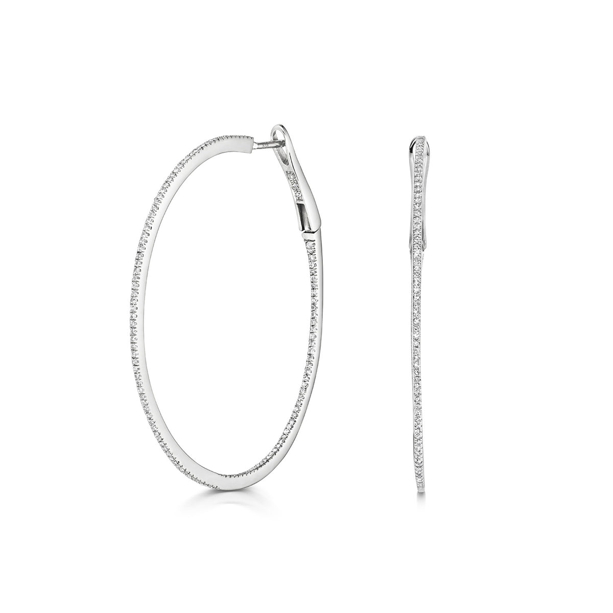 Clustdlysau Diemwnt Aur Gwyn 9ct 0.75CT