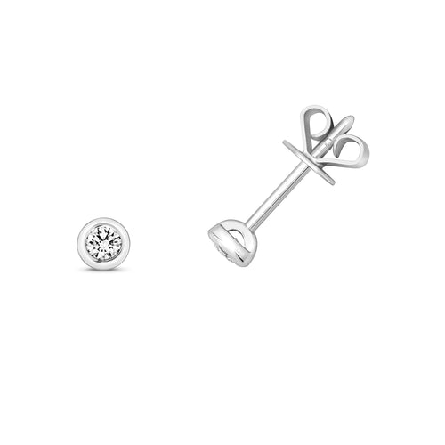 Clustdlysau Diemwnt Aur Gwyn 18ct 0.1CT