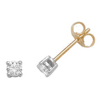 Clustdlysau Diemwnt Aur Melyn 18k 0.33CT