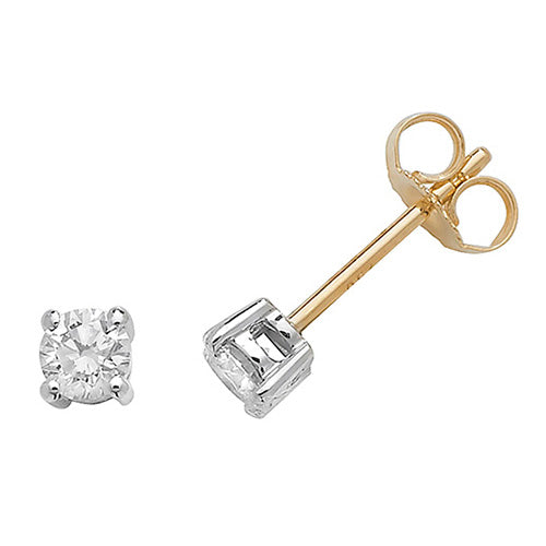 Clustdlysau Diemwnt Aur Melyn 18ct 0.4CT