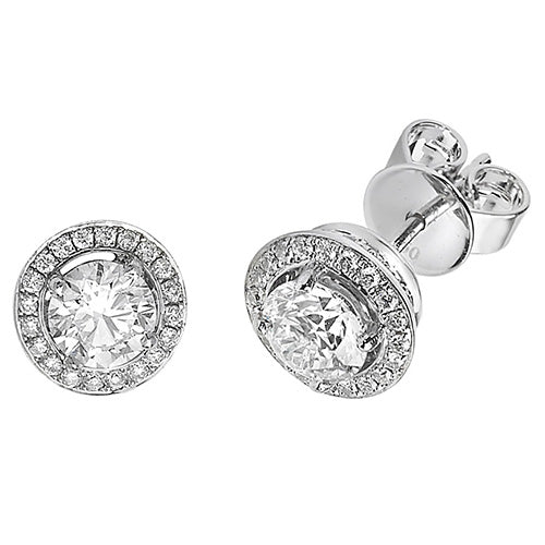 Clustdlysau Diemwnt Aur Gwyn 18ct 1.24CT