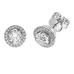Clustdlysau Diemwnt Aur Gwyn 18ct 1.24CT