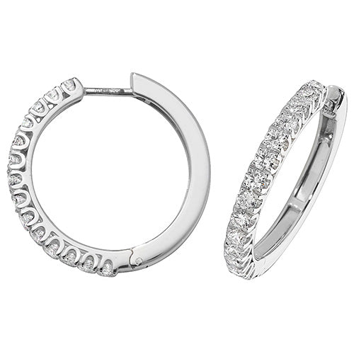 Clustdlysau Diemwnt Aur Gwyn 18ct 1.07CT