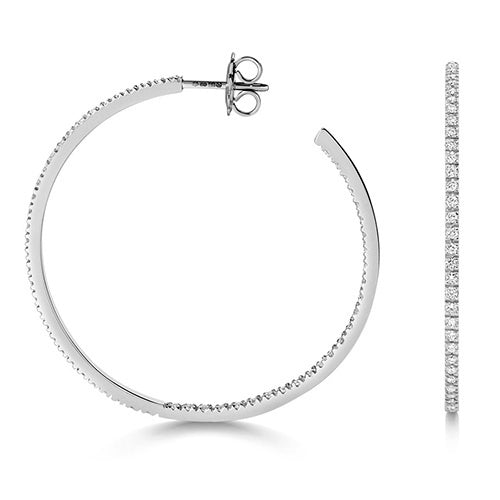 Clustdlysau Diemwnt Aur Gwyn 18k 1.16CT