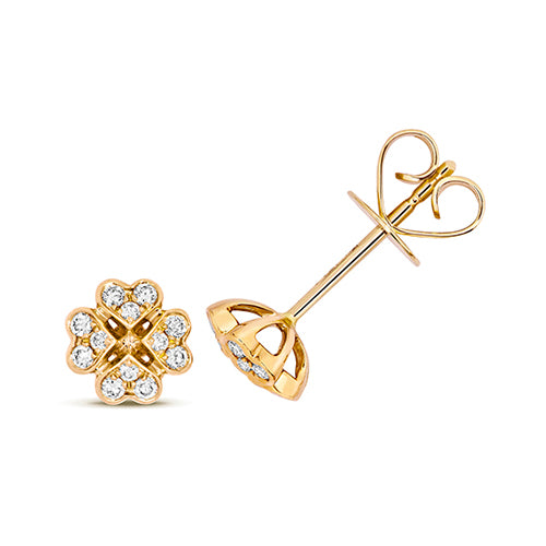 18ct Yellow Gold Diamond Earrings 0.18CT