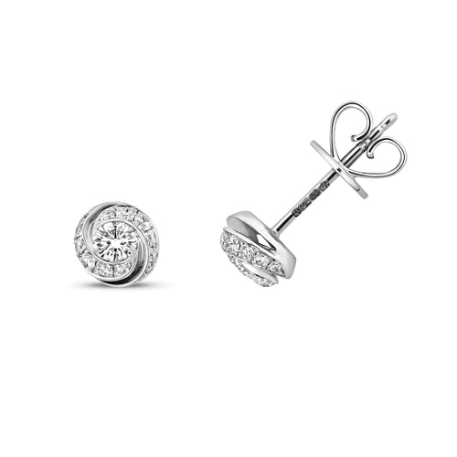 Clustdlysau Diemwnt Aur Gwyn 18ct 0.38CT