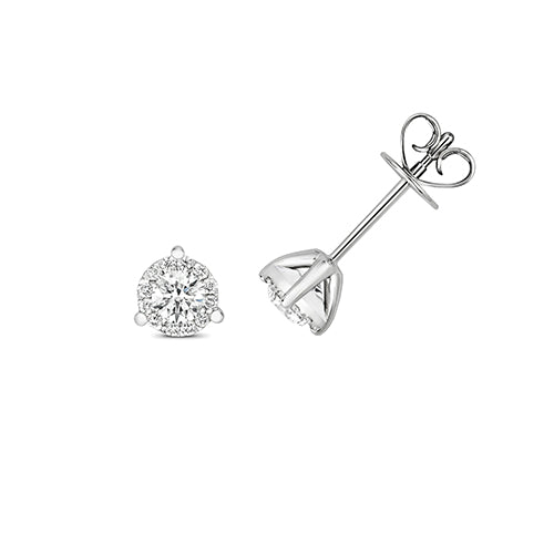 Clustdlysau Diemwnt Aur Gwyn 18ct 0.38CT