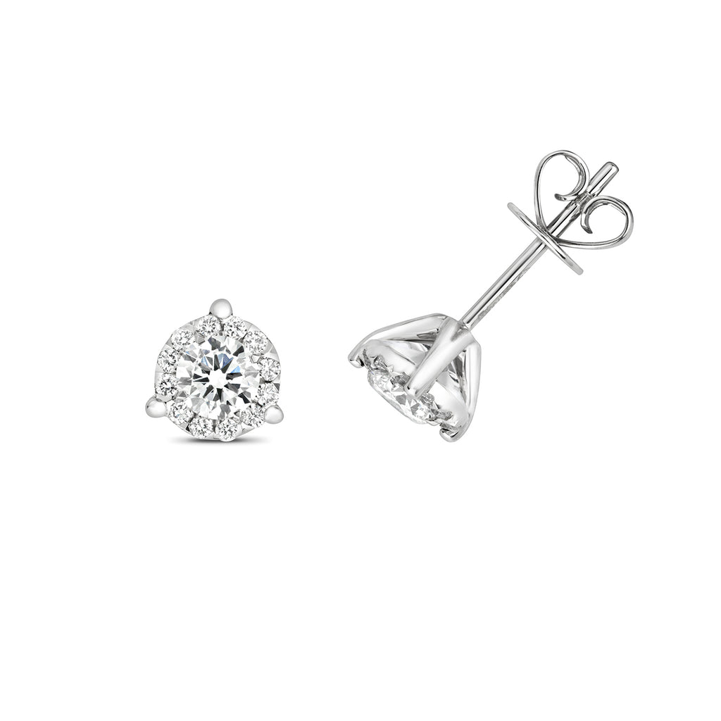 Clustdlysau Diemwnt Aur Gwyn 18ct 0.61CT
