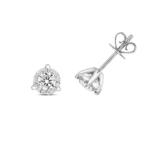 Clustdlysau Diemwnt Aur Gwyn 18ct 0.61CT