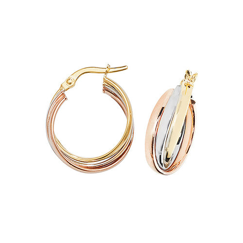 Clustdlysau Aur Melyn 9ct 15mm