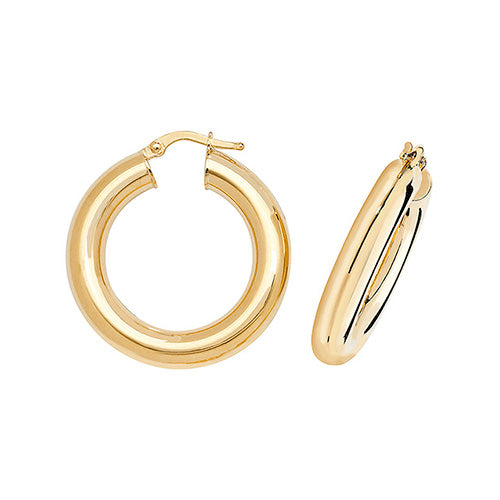 Clustdlysau Aur Melyn 9ct 20mm