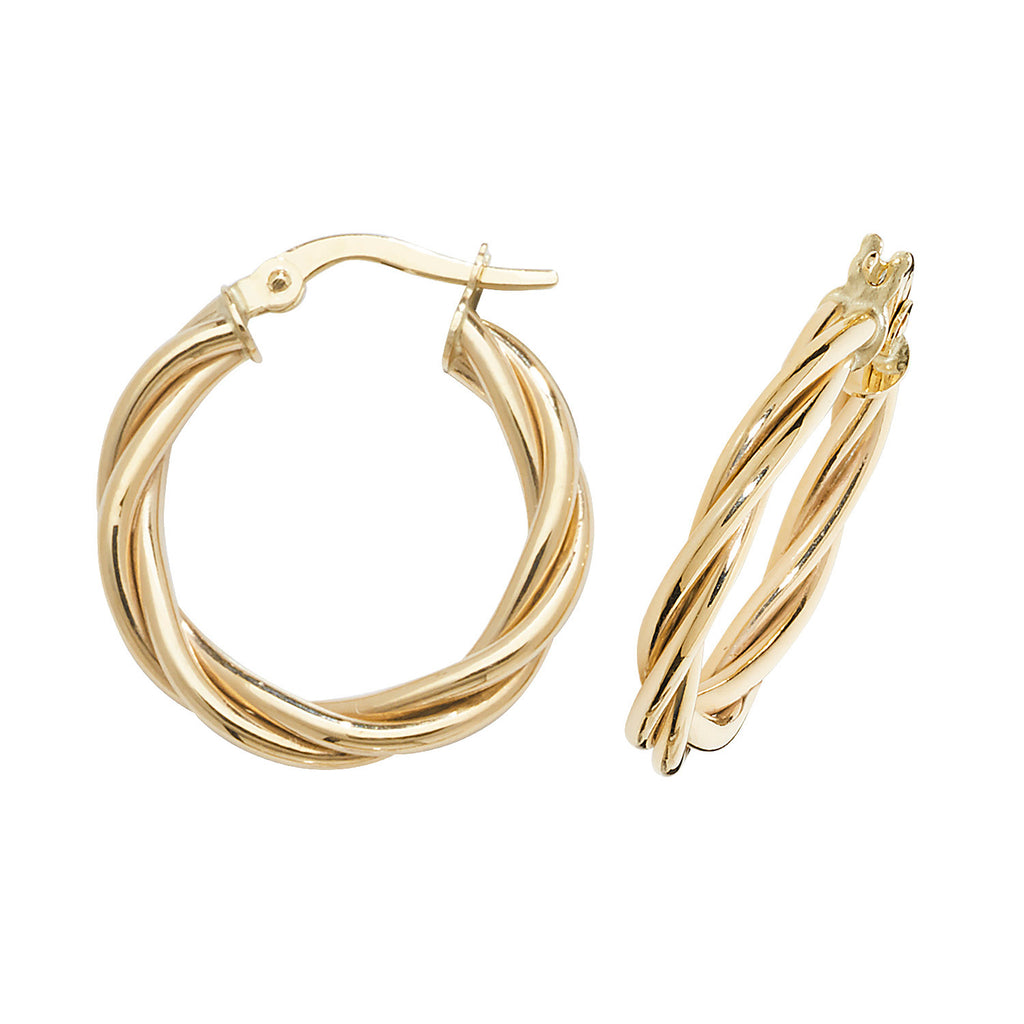 Clustdlysau Aur Melyn 9ct 15mm