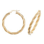 Clustdlysau Aur Melyn 9ct 25mm