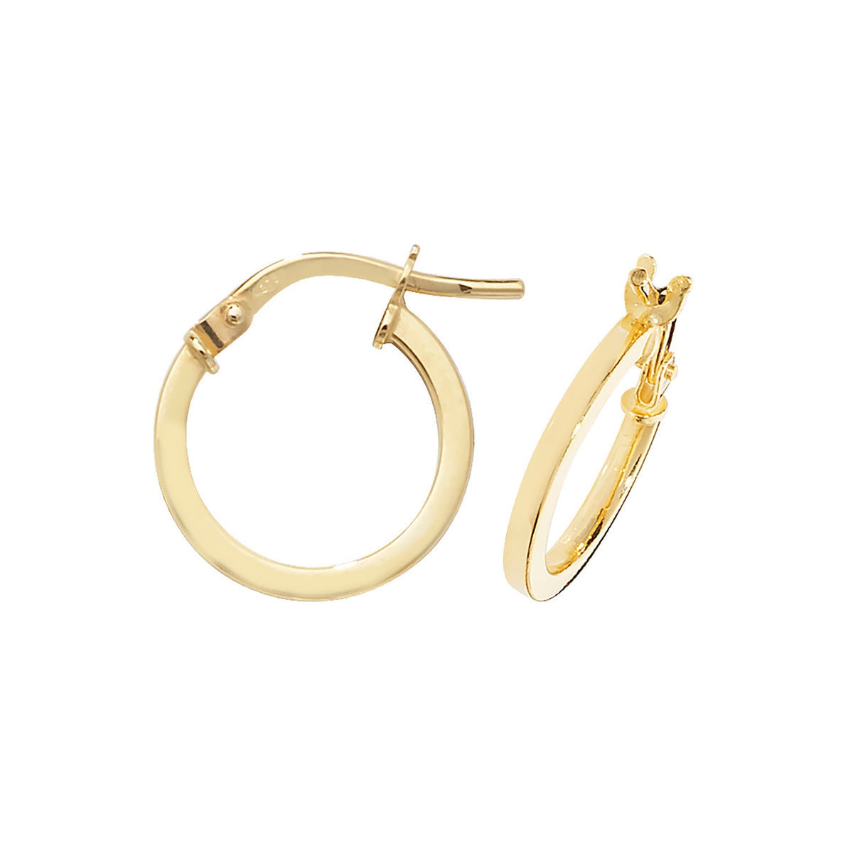 Clustdlysau Aur Melyn 9ct 10mm