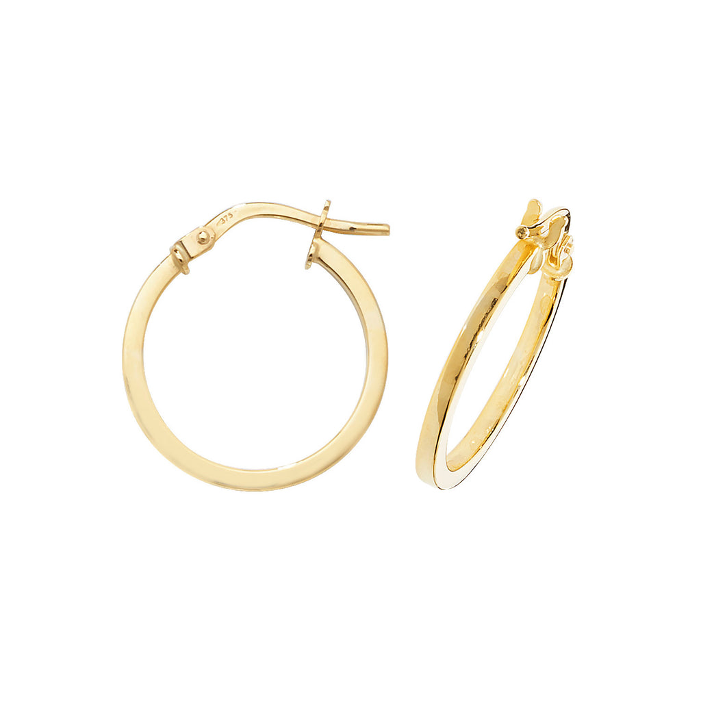 Clustdlysau Aur Melyn 9ct 15mm