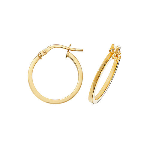 Clustdlysau Aur Melyn 9ct 15mm