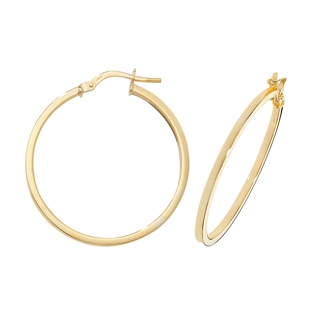 Clustdlysau Aur Melyn 9ct 25mm