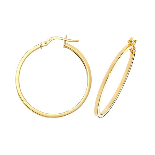 Clustdlysau Aur Melyn 9ct 25mm