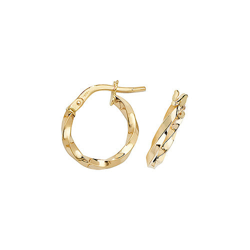 Clustdlysau Aur Melyn 9ct 10mm