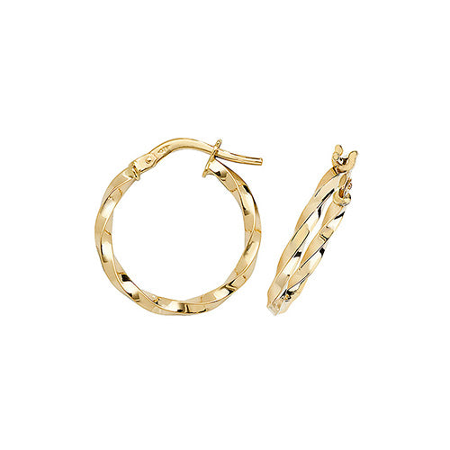 Clustdlysau Aur Melyn 9ct 15mm