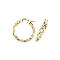 Clustdlysau Aur Melyn 9ct 15mm