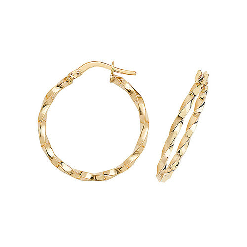 Clustdlysau Aur Melyn 9ct 20mm