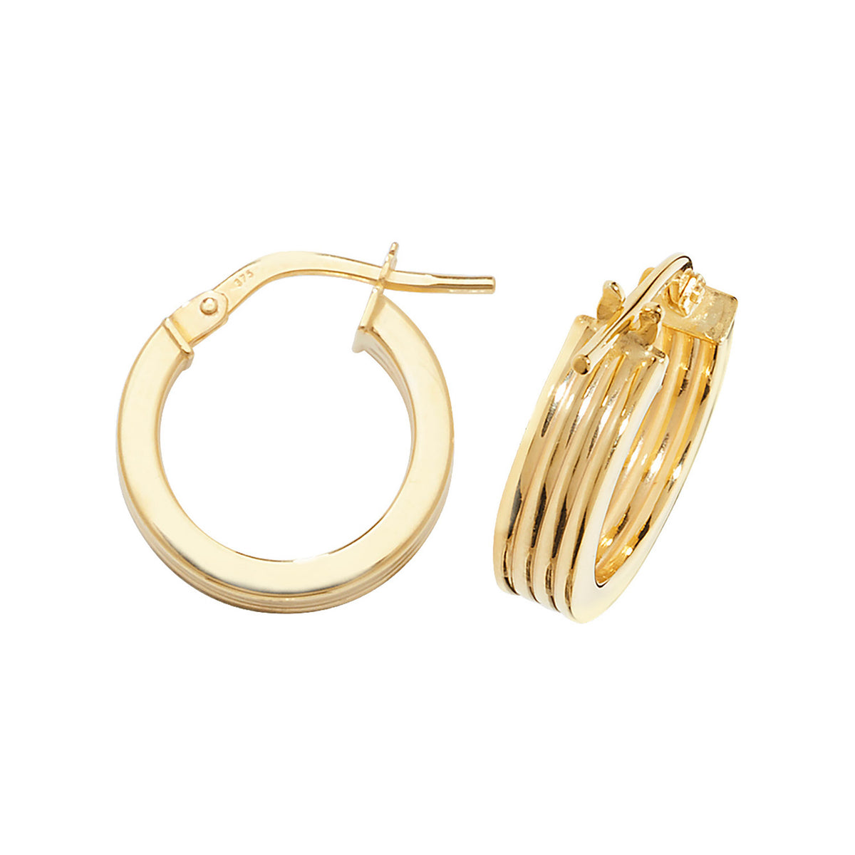 Clustdlysau Aur Melyn 9ct 10mm