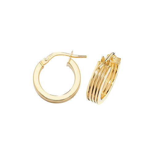 Clustdlysau Aur Melyn 9ct 10mm