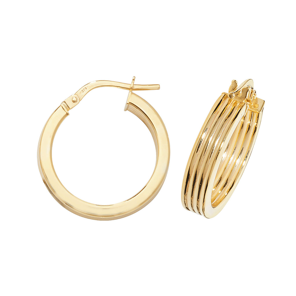 Clustdlysau Aur Melyn 9ct 15mm