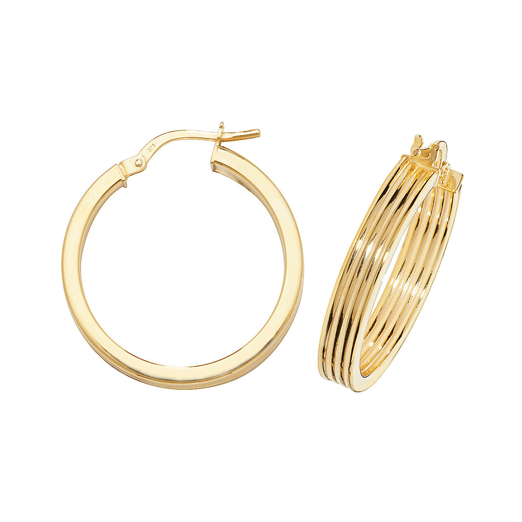 Clustdlysau Aur Melyn 9ct 20mm